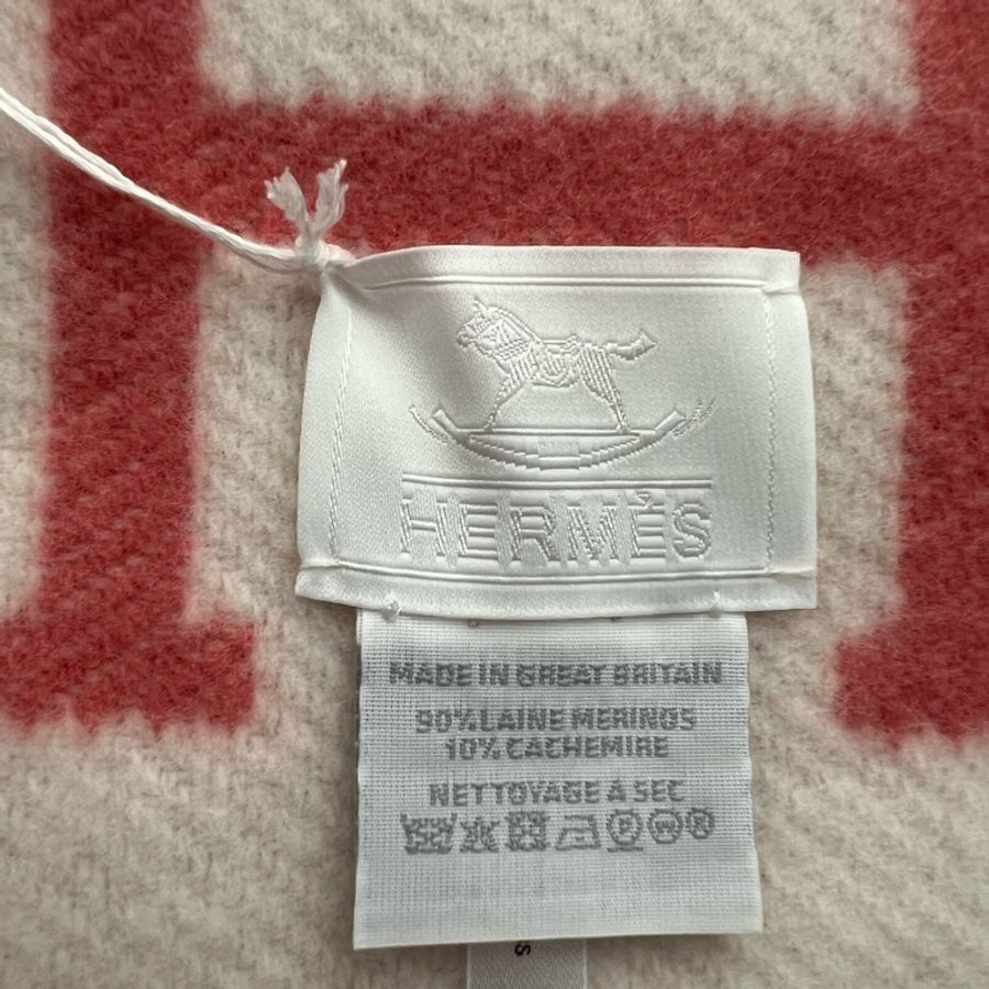 Hermès 愛馬仕全新Avalon 寶寶毯粉紅色-8