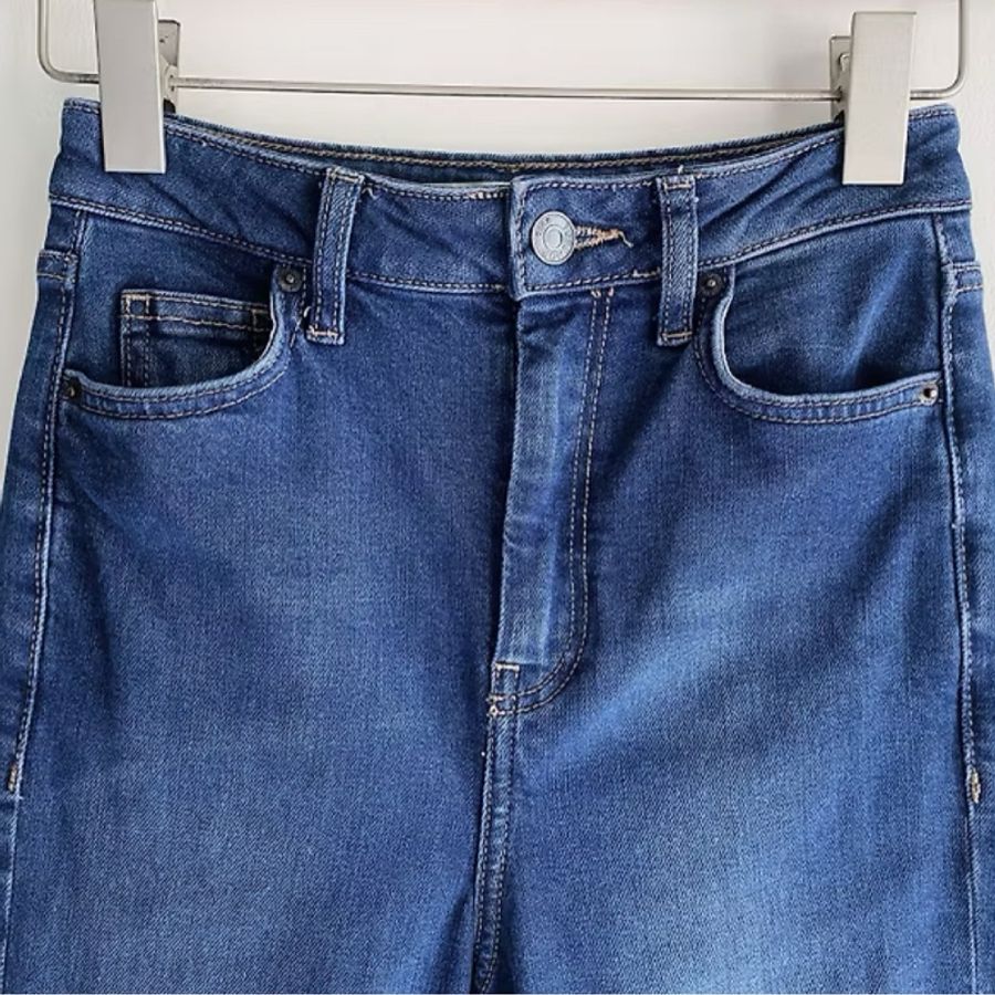 W24 灰藍下擺抽鬚經典素面刷色 牛仔棉質長褲鉛筆褲 pants vintage-2