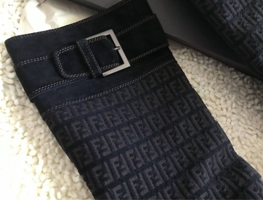 【二手私物】 Fendi 立體LOGO 羊皮長靴 狀況佳 超低價 錯過可惜-2