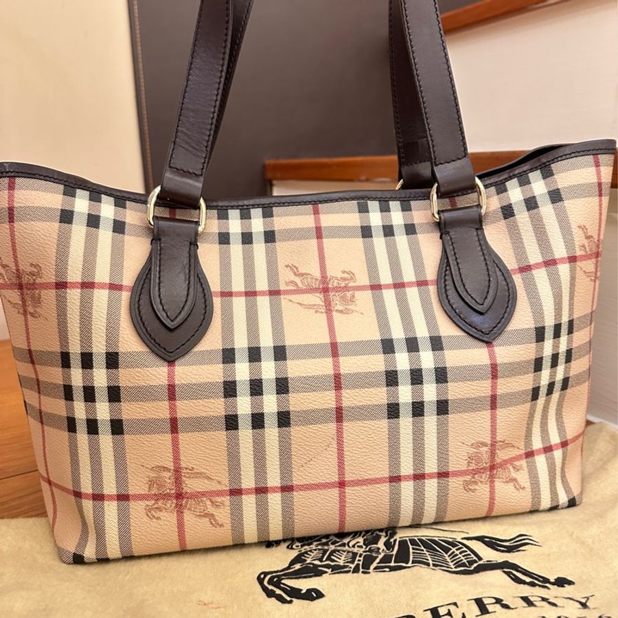 BURBERRY 戰馬格紋PVC托特包-3