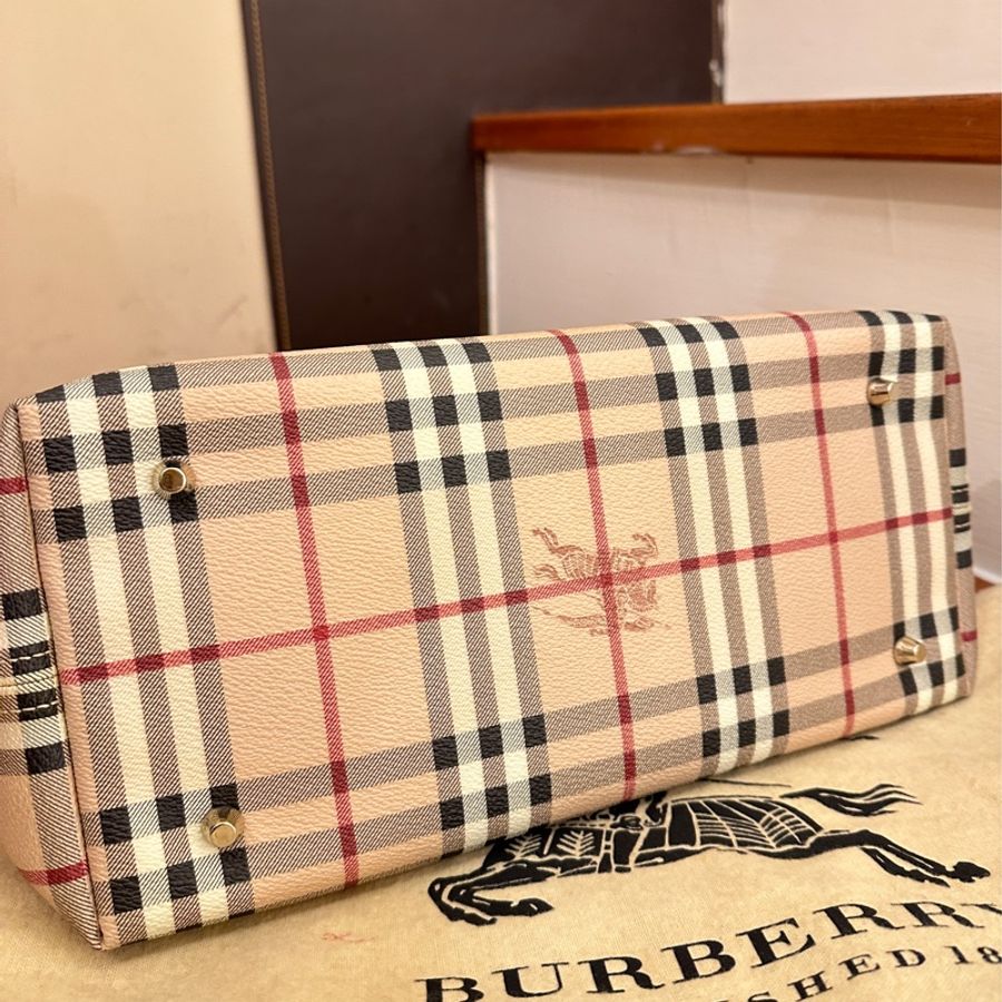 BURBERRY 戰馬格紋PVC托特包-4