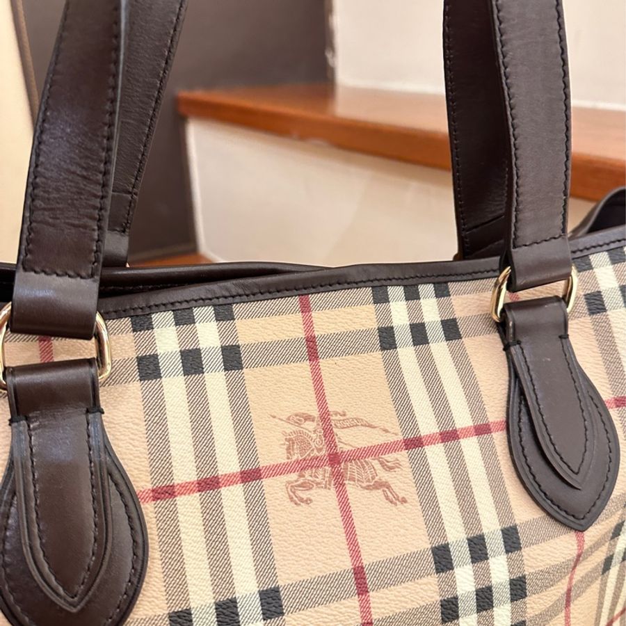 BURBERRY 戰馬格紋PVC托特包-12