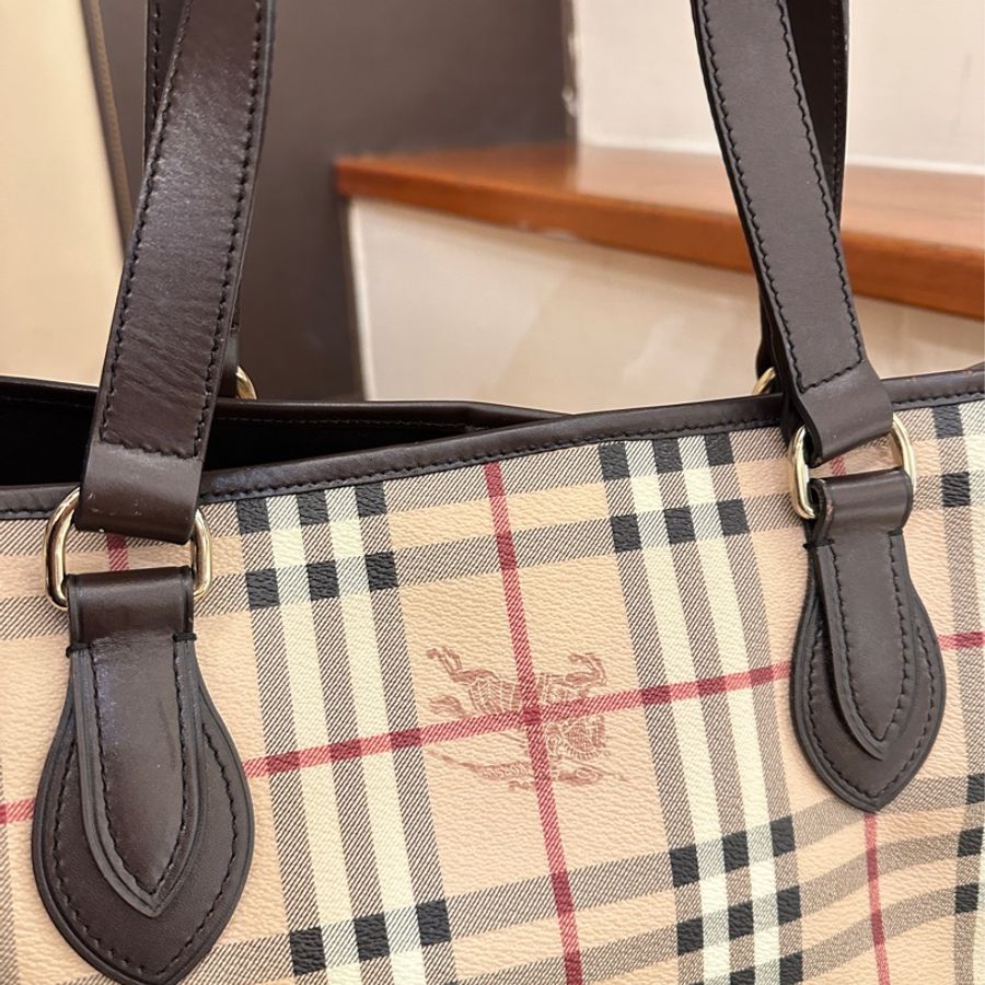 BURBERRY 戰馬格紋PVC托特包-13