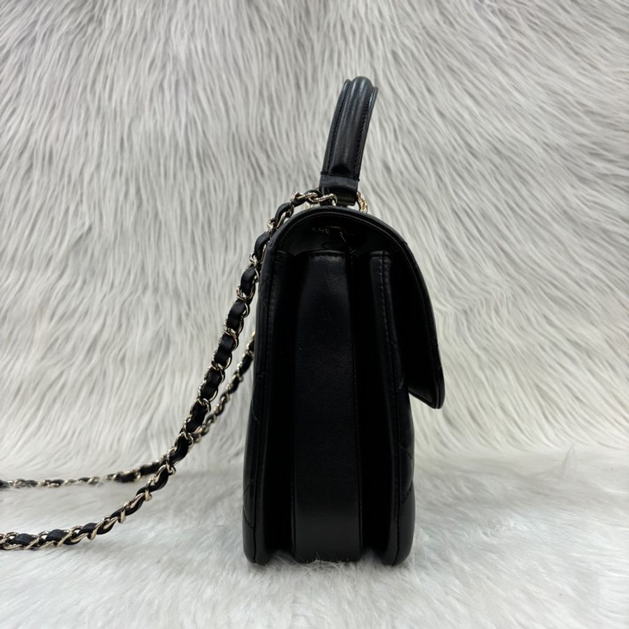 Chanel 黑羊皮金釦Trendy CC手提肩背兩用包Handle 25-1