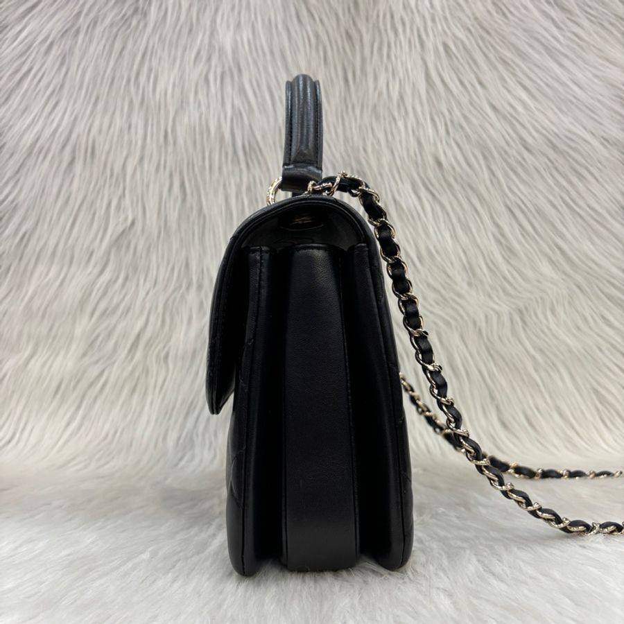 Chanel 黑羊皮金釦Trendy CC手提肩背兩用包Handle 25-3