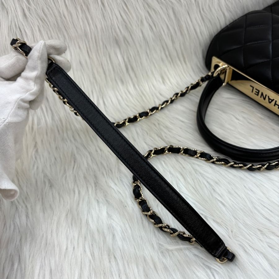 Chanel 黑羊皮金釦Trendy CC手提肩背兩用包Handle 25-12
