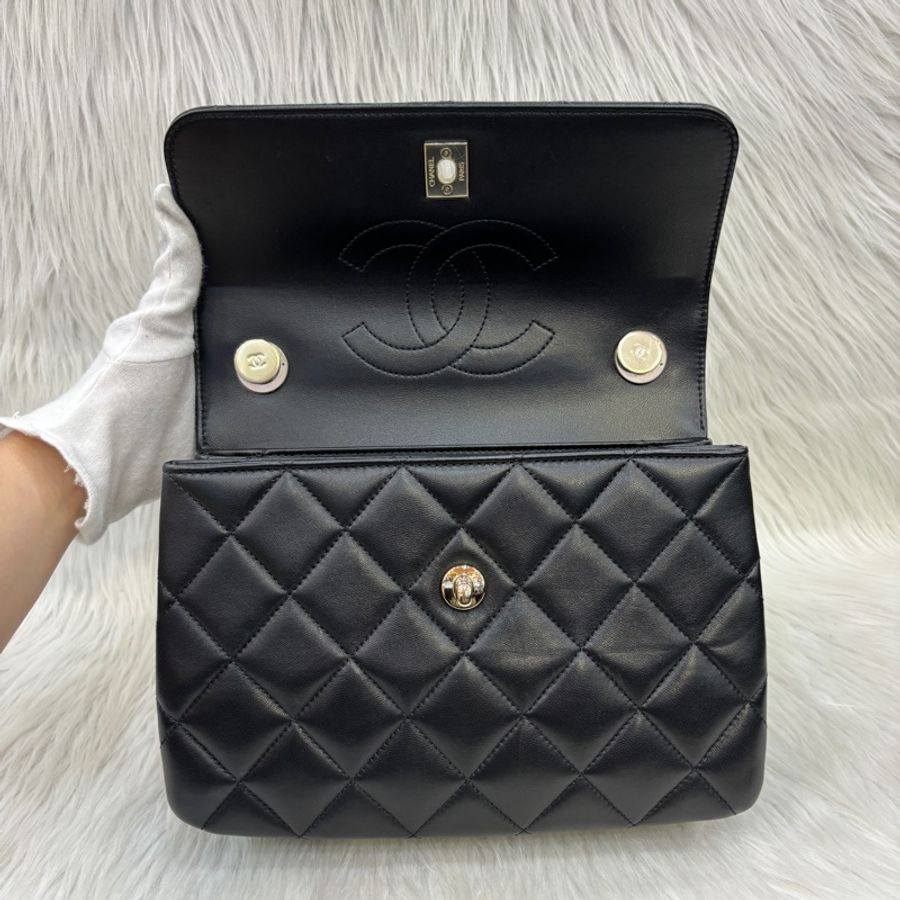 Chanel 黑羊皮金釦Trendy CC手提肩背兩用包Handle 25-18