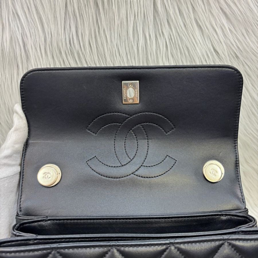Chanel 黑羊皮金釦Trendy CC手提肩背兩用包Handle 25-19