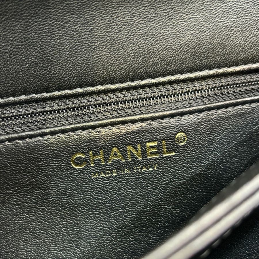 Chanel 黑羊皮金釦Trendy CC手提肩背兩用包Handle 25-26