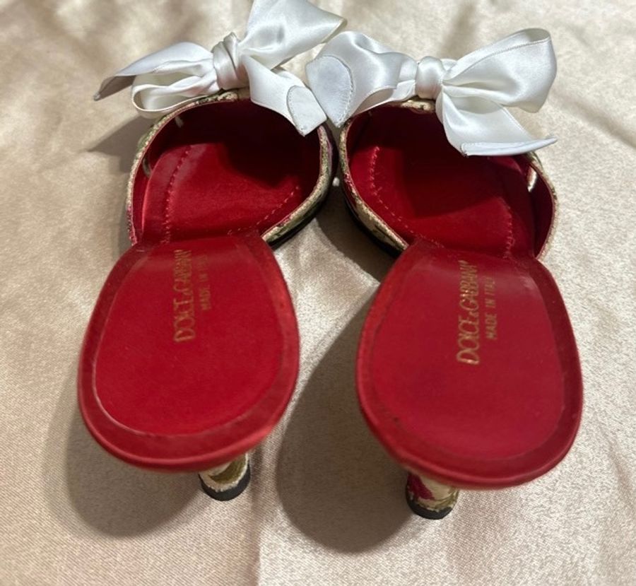 限時優惠 dolce & gabbana canvas floral print slides 花園緞帶蝴蝶結涼鞋 穆勒鞋 懶人鞋 36-5