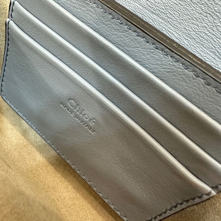 Chloe Faye mini leather wallet bag小牛皮拼接麂皮鏈帶肩背包 woc Washed Blue-15