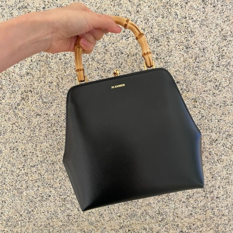 "限時降價"-Jil Sander Square Goji Bamboo 竹節包 黑色《當季專櫃正售★全新商品 》-9