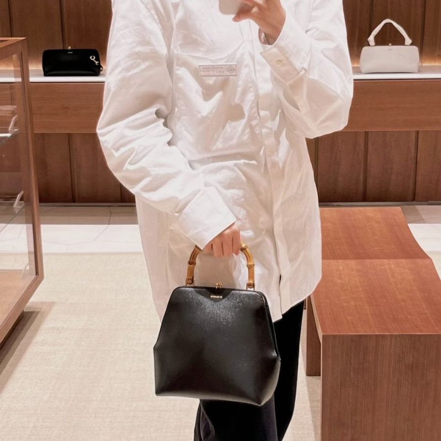 "限時降價"-Jil Sander Square Goji Bamboo 竹節包 黑色《當季專櫃正售★全新商品 》-8