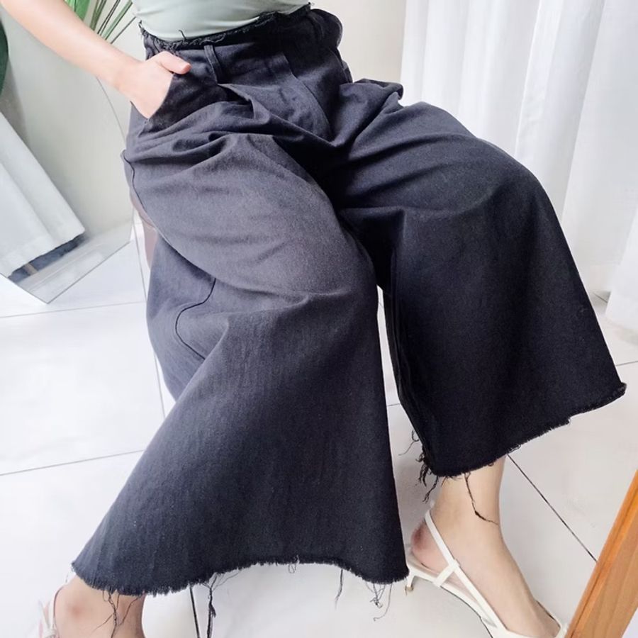 灰黑抽鬚打褶寬版 棉質薄料大A字長褲寬褲 pants vintage-0