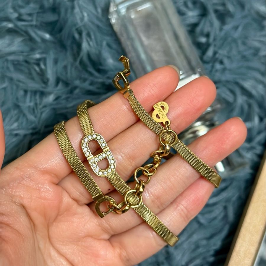 🔥稀有釋出🔥#Dior #vintage #短鏈 #鎖骨項鍊 #脖頸鍊鍍24k金 重工設計 超美古董飾品💕-12