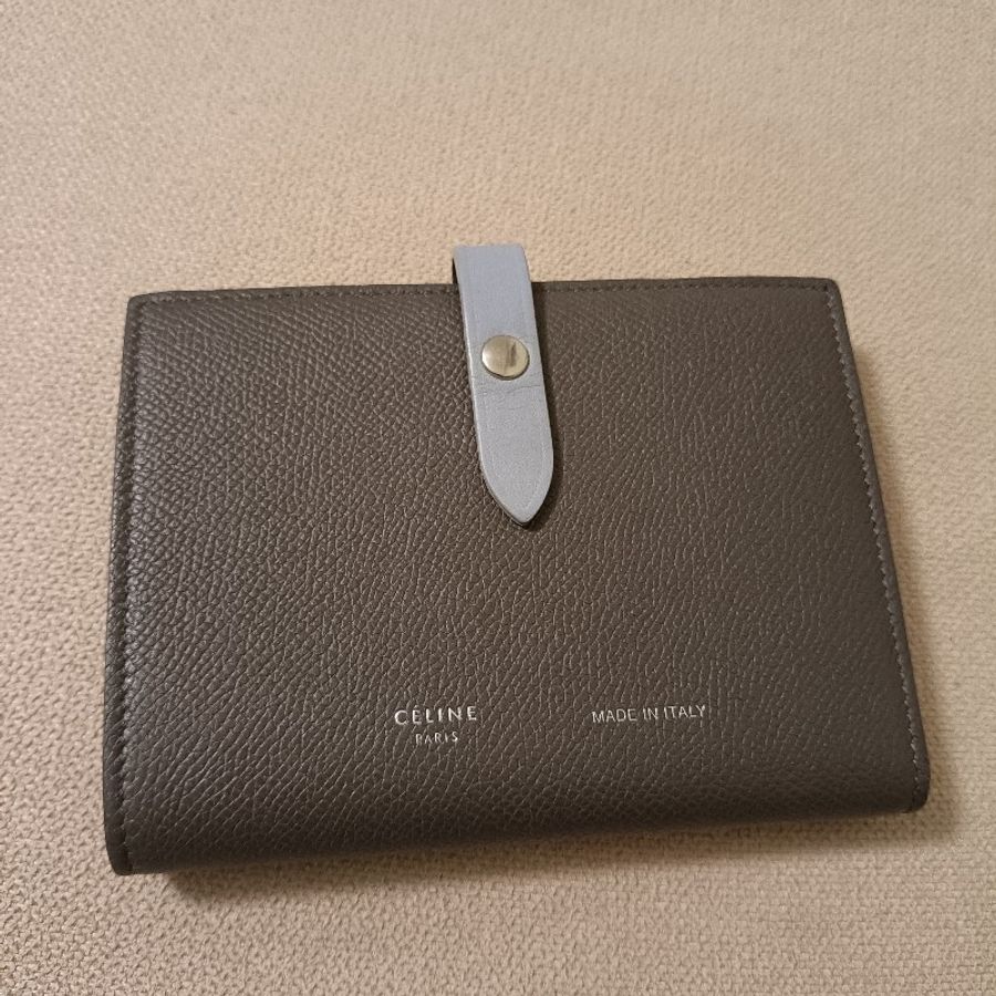 CELINE 雙拼色,藍灰牛皮皮夾-0