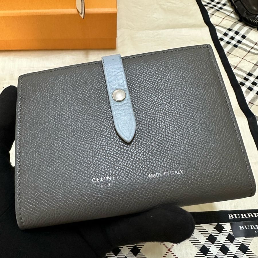 CELINE 雙拼色,藍灰牛皮皮夾-5