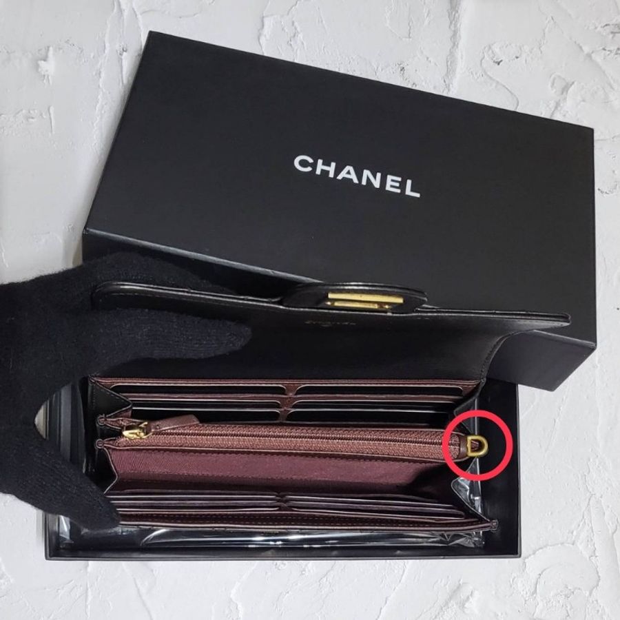 Chanel 香奈兒 2.55黑金口蓋 揉製牛皮長夾-5