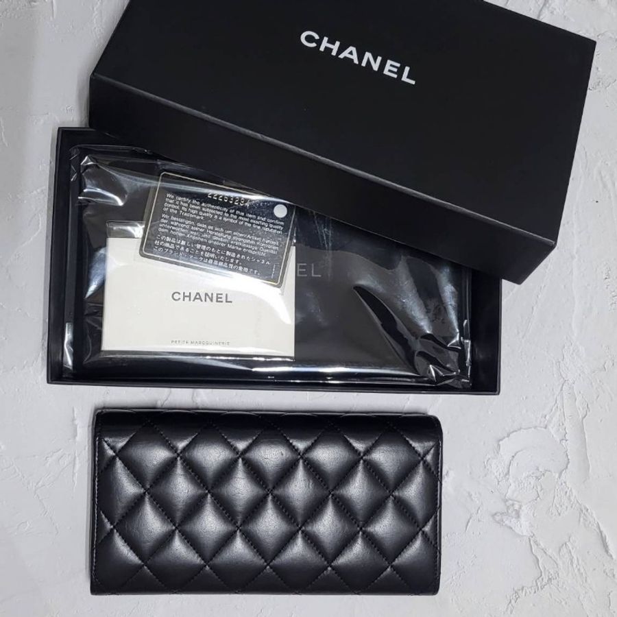 Chanel 香奈兒 2.55黑金口蓋 揉製牛皮長夾-9