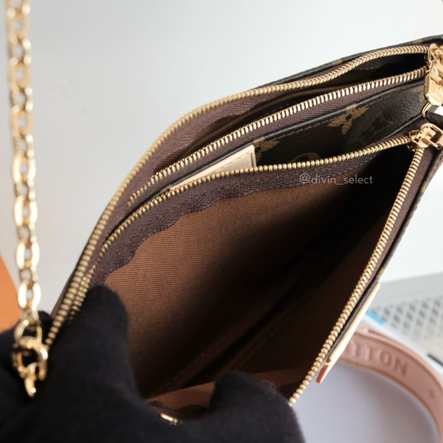 Louis Vuitton Multi pochette accessoires LV 粉色 寬背帶老花五合一-2