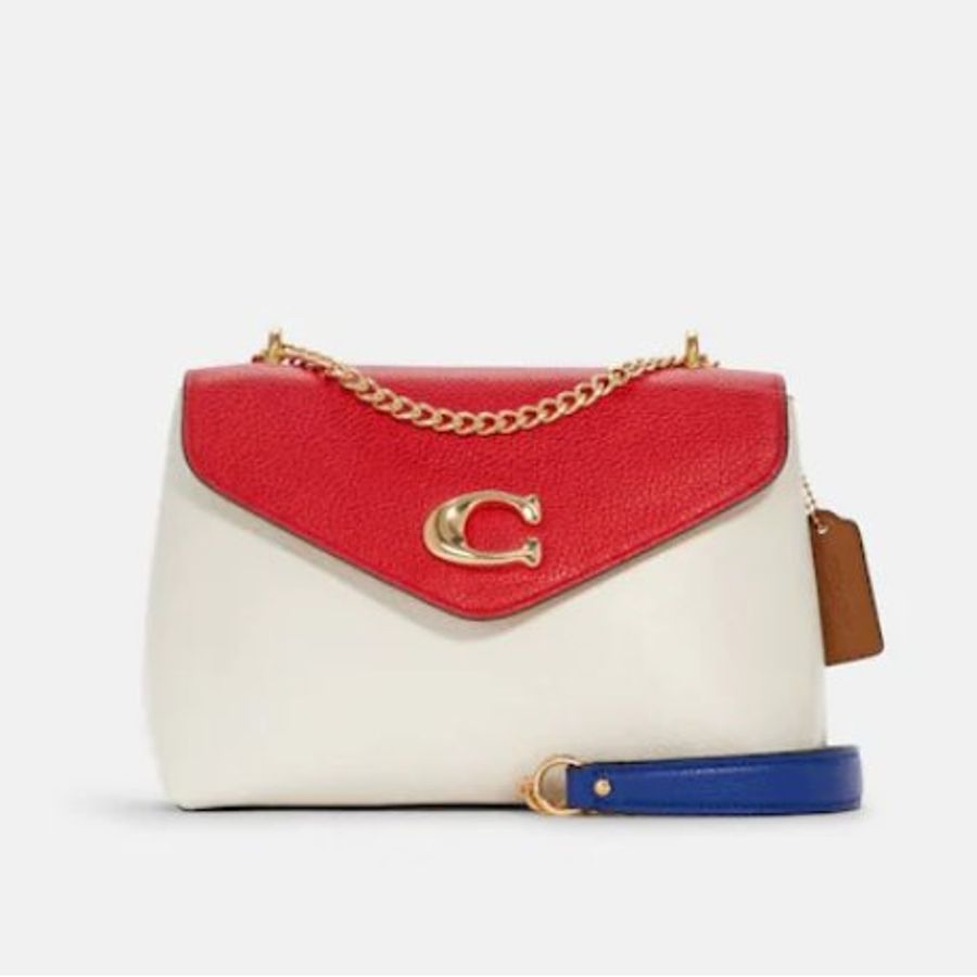 Coach Tammie Shoulder Bag拚色鏈條單肩斜挎包-0