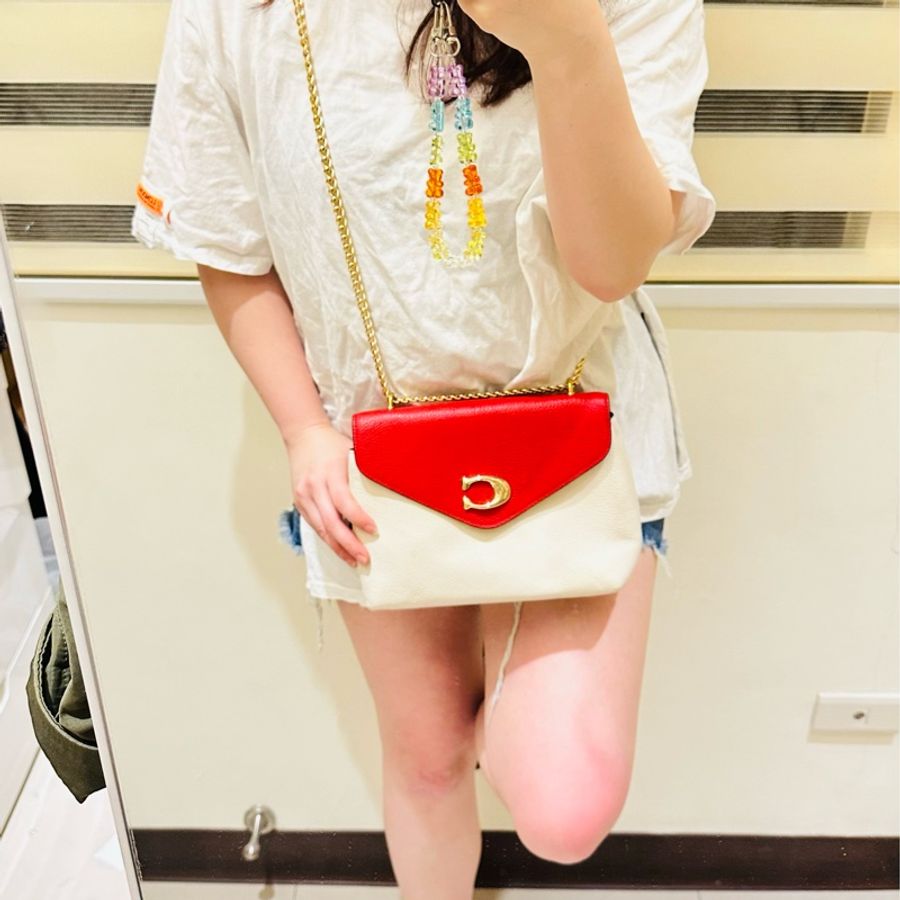 Coach Tammie Shoulder Bag拚色鏈條單肩斜挎包-4