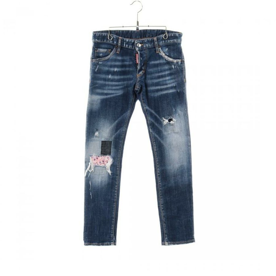 【日本直送】 DSQUARED2 DSQUARED2 牛仔布 褲子 損害 加工 花的 靛青 藍色的-0