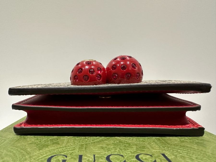 GUCCI GG SUPREME CARD CASE WALLET WITH CHERRIES-3