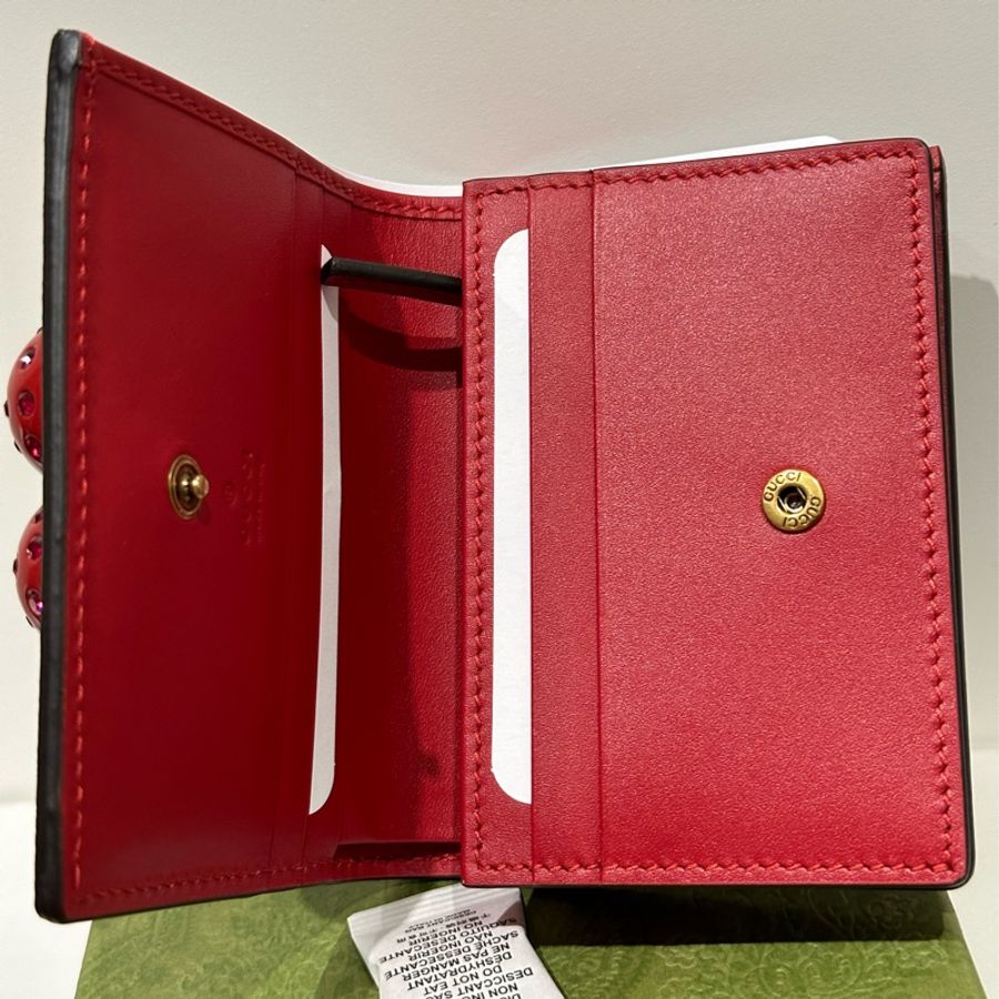 GUCCI GG SUPREME CARD CASE WALLET WITH CHERRIES-7