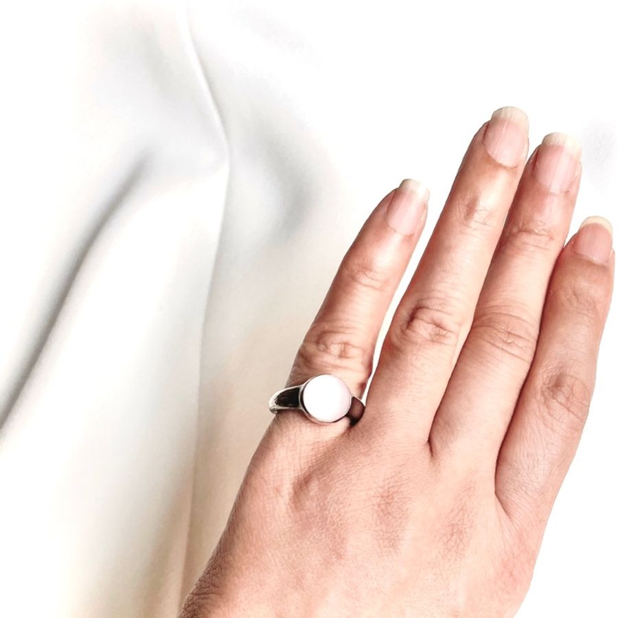 喬治傑生 Georg Jensen Droplet 玫瑰粉晶圓戒（絕版品）-5