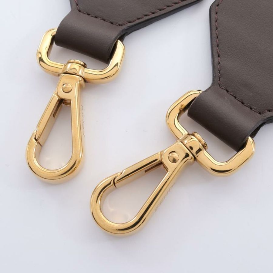 【日本直送】 FENDI FENDI FFLogo 肩帶 帆布 真皮 棕灰色 淺粉紅色 深棕色-2