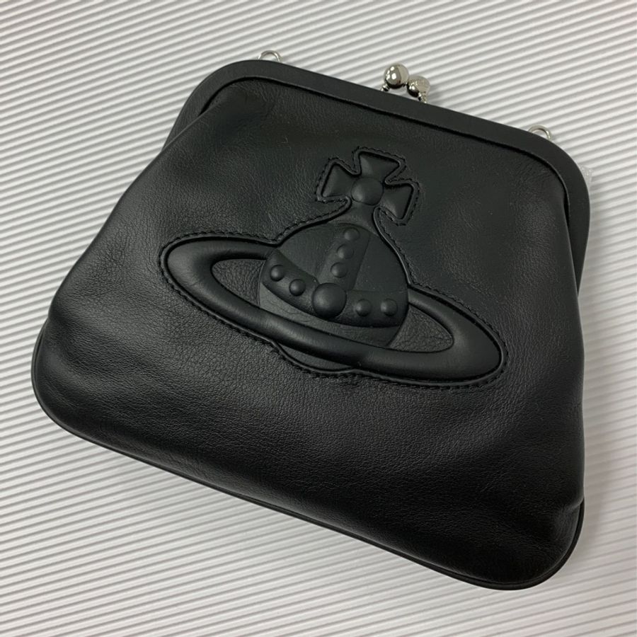 黑色Vivienne Westwood Chelsea logo-embossed leather clutch bag牛皮大土星手 提袋單肩袋餃子袋腋下袋-3