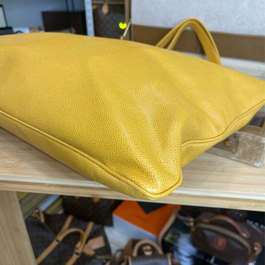Chanel vintage 金黃色大款托特雙鍊包/畫板包💛個性包款-9