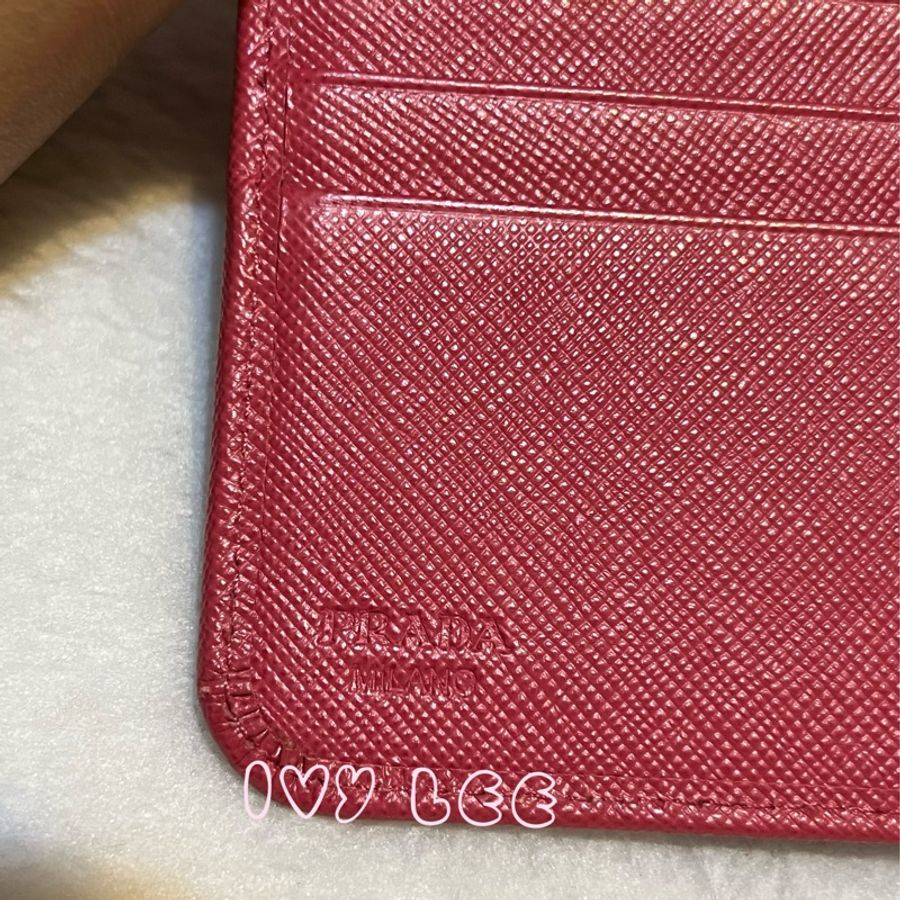PRADA 1M1348 桃紅長夾 Saffiano金屬拉鍊 長夾  二手精品-5