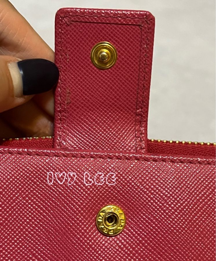 PRADA 1M1348 桃紅長夾 Saffiano金屬拉鍊 長夾  二手精品-15