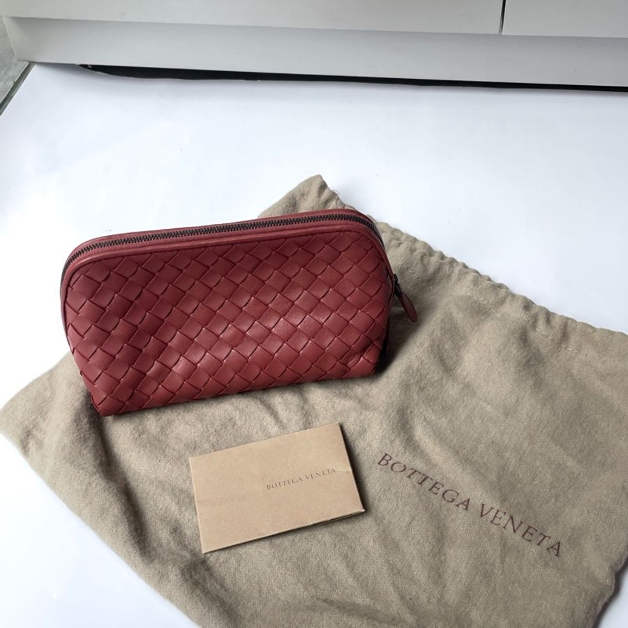 Bottega Veneta 乾燥玫瑰色編織化妝包-9