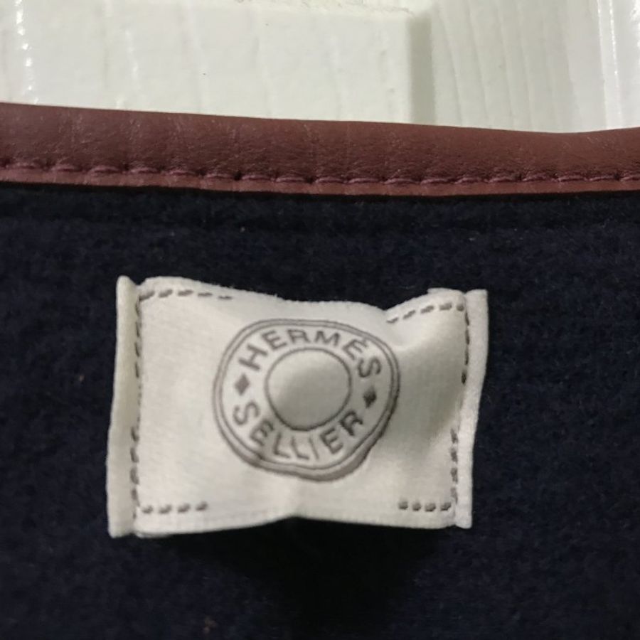 Hermès 愛馬仕 Cashmere Poncho 喀什米爾披風 斗篷 披肩 Sellier 深藍皮革流蘇-7