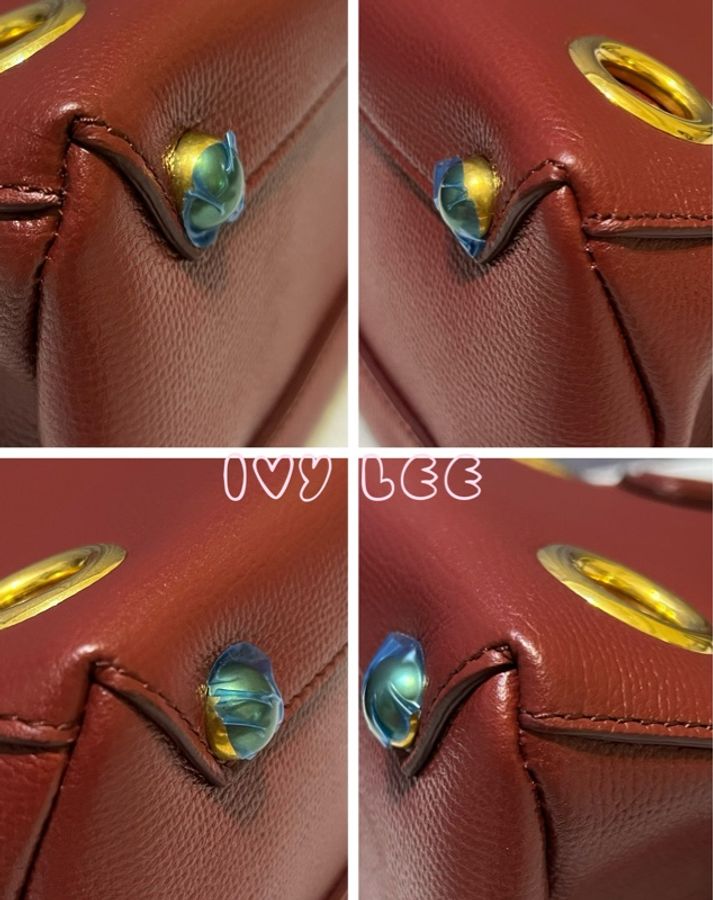 Burberry Banner - Baby 質感深紅色小牛皮 造型 金色環 斜背包 肩背包 近新 二手精品-24
