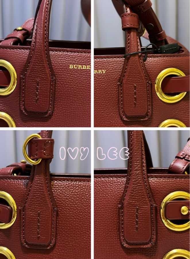 Burberry Banner - Baby 質感深紅色小牛皮 造型 金色環 斜背包 肩背包 近新 二手精品-25