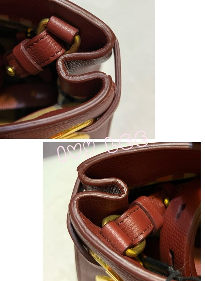 Burberry Banner - Baby 質感深紅色小牛皮 造型 金色環 斜背包 肩背包 近新 二手精品-26