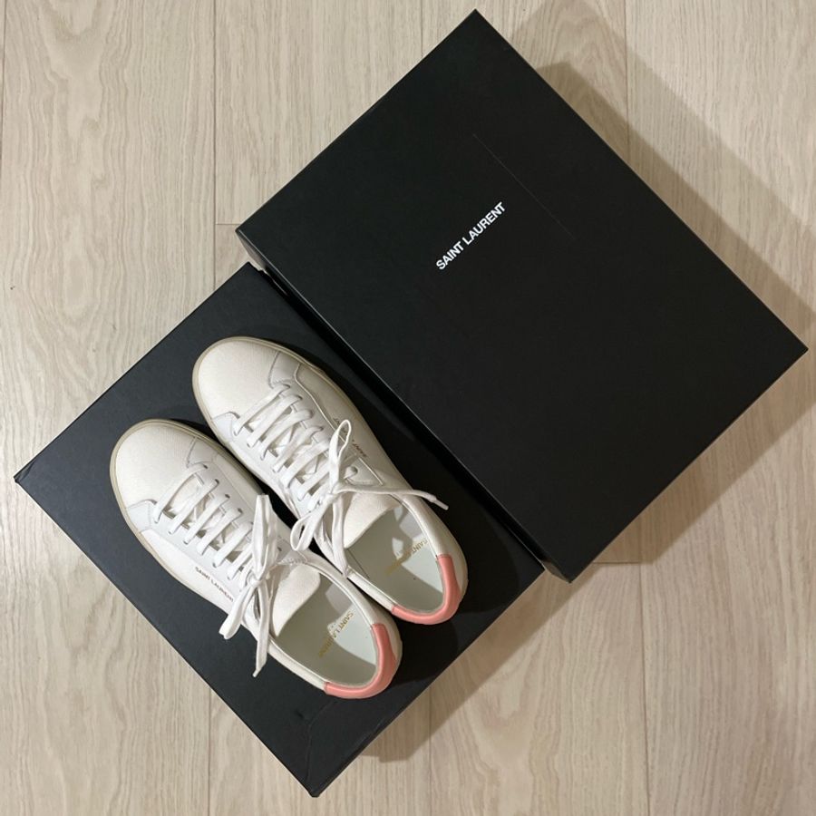 YSL 小白鞋 拼接 牛皮 休閒鞋 size 38 24-0