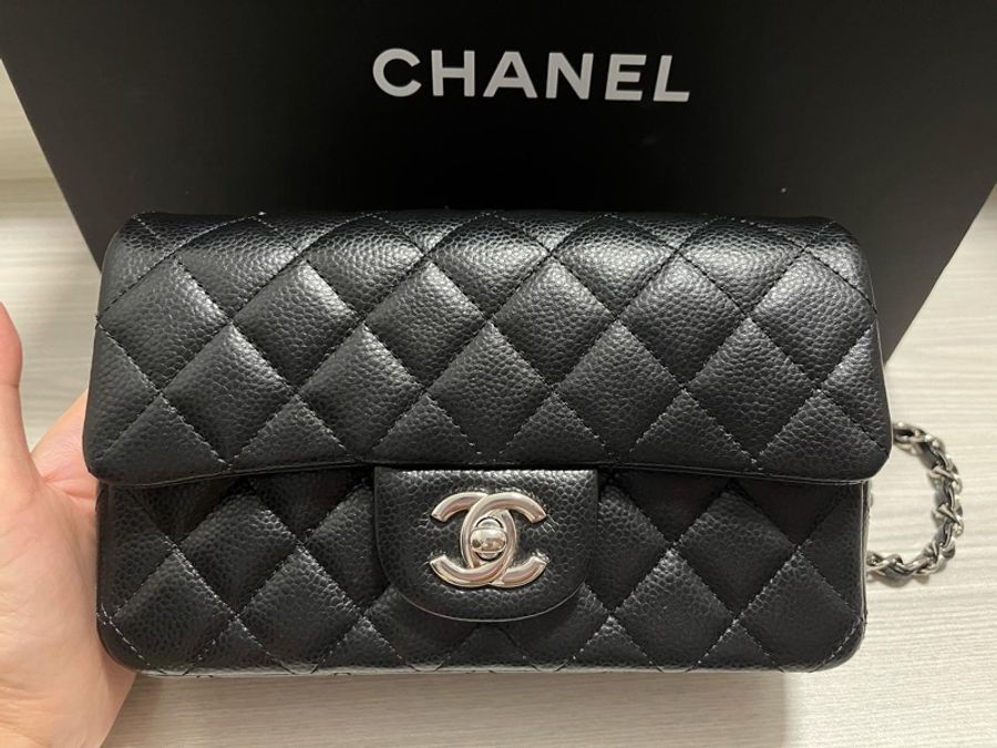 Chanel Caviar 20cm 大mini 銀扣-0