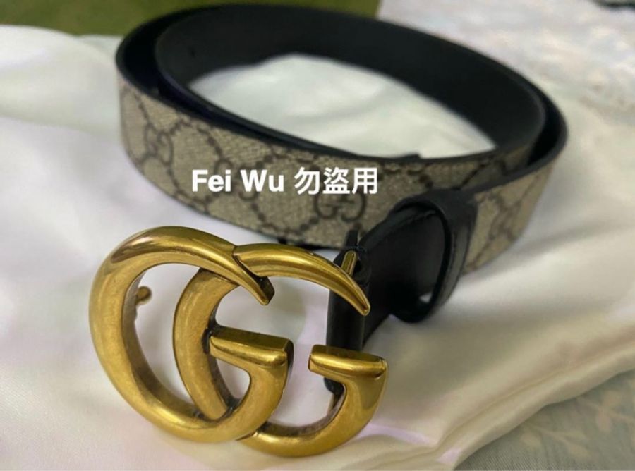 GUCCI老花皮帶-1