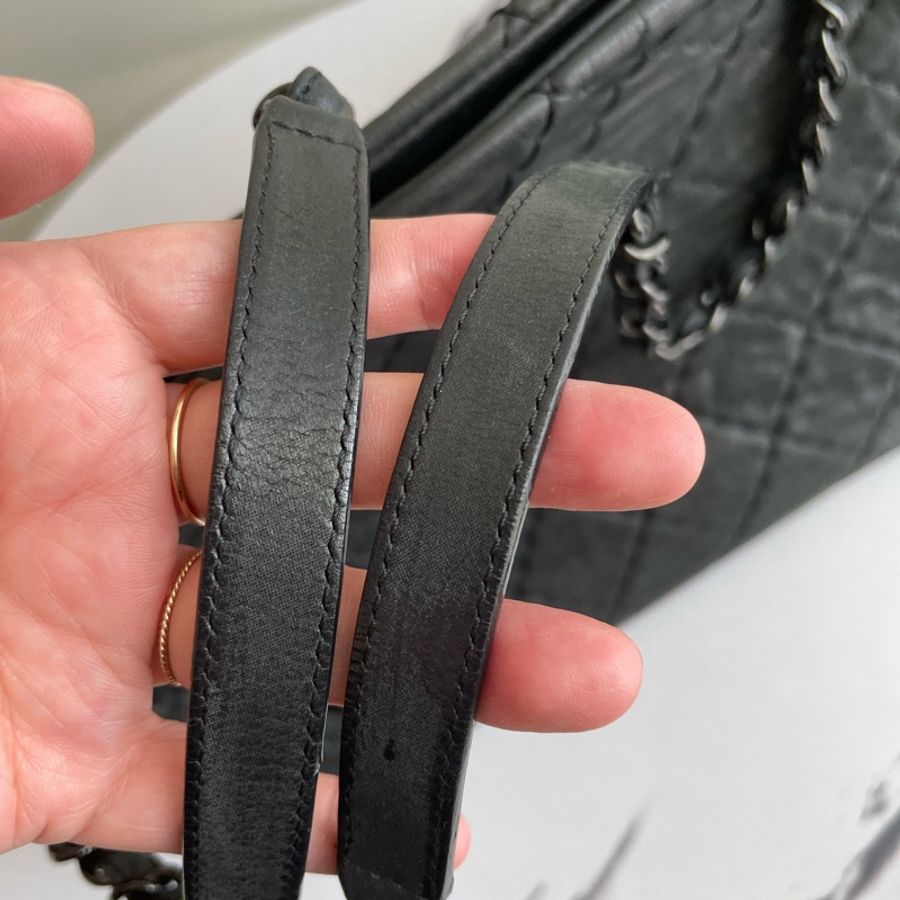 Chanel 黑色菱格鞣製牛皮大肩背包-13