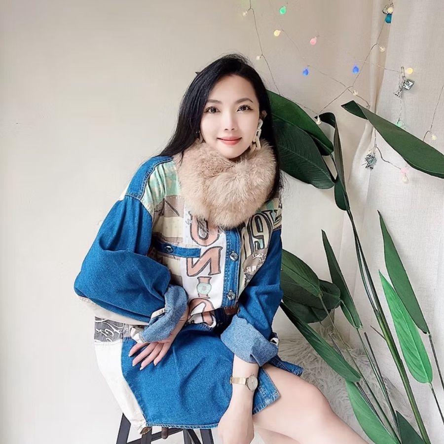 青春深藍字母圖騰拼布 古著翻領棉質牛仔襯衫上衣 vintage Shirt-6