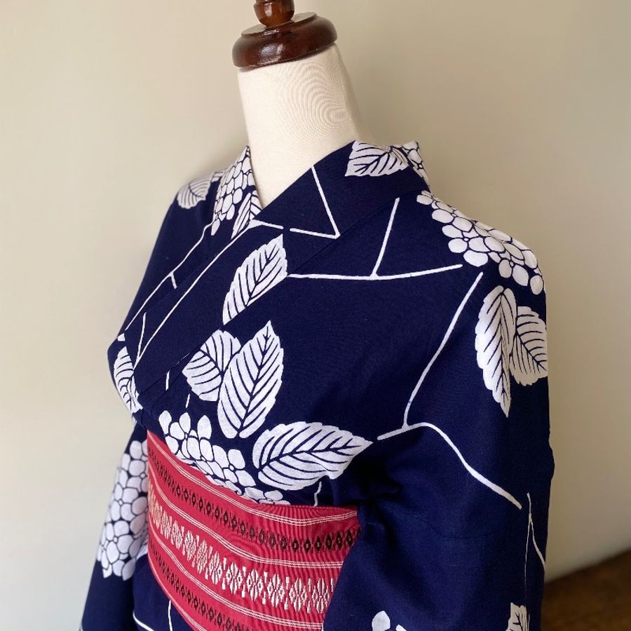 藏私·Collection_藍染紫陽花流水古著浴衣-3