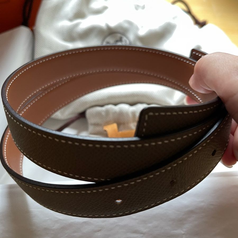 Hermes 雙面H logo皮帶-6