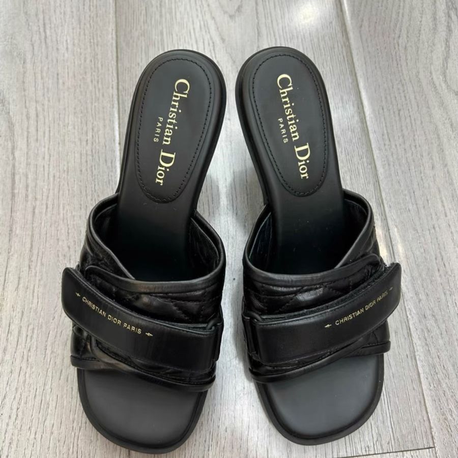 Dior 黑色羊皮高跟拖鞋 38號 穿兩次閒置 九成新-0