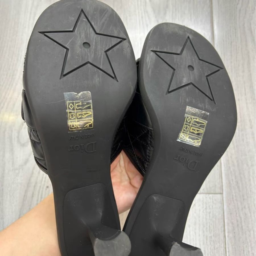 Dior 黑色羊皮高跟拖鞋 38號 穿兩次閒置 九成新-6