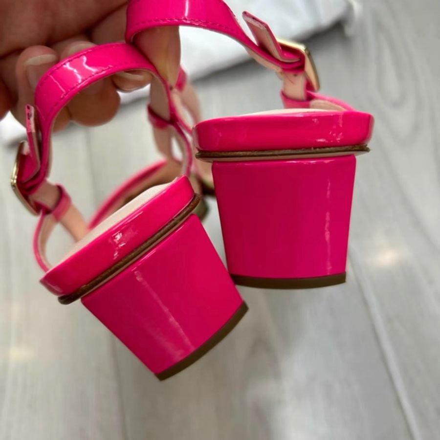Roger Vivier23款粉色格子方頭 高跟凉鞋 35號 僅試穿 鞋底輕微痕跡 配件有防塵袋-3